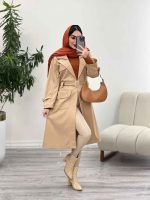 بارانی بلند چهارجیب کمر دار کد 5559 - تصویر 7