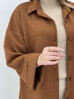 مانتو پاییزه طرح حصیری کد 5668 - تصویر 4