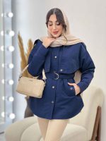 بارانی ژیله دکمه دار روژین کد 5672 - تصویر 2
