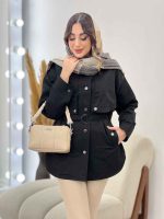 بارانی ژیله دکمه دار روژین کد 5672 - تصویر 11