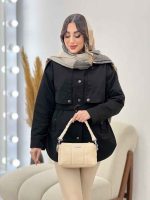 بارانی ژیله دکمه دار روژین کد 5672 - تصویر 4