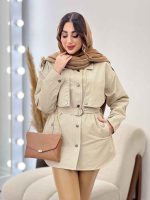 بارانی ژیله دکمه دار روژین کد 5672 - تصویر 3