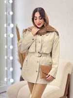 بارانی ژیله دکمه دار روژین کد 5672 - تصویر 6