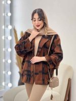 پالتو چهارخونه آستین بند دو جیب کد 5666 - تصویر 13