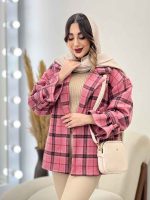 پالتو چهارخونه آستین بند دو جیب کد 5666 - تصویر 3