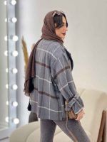 پالتو چهارخونه آستین بند دو جیب کد 5666 - تصویر 7