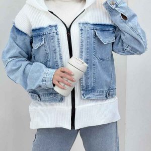 سوئیشرت جین ترکیبی کلاهدار کد 5741