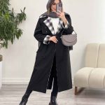 بارانی یقه چهارخونه پرچ دار کد 5717