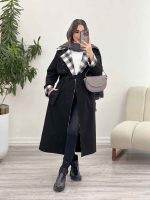 بارانی یقه چهارخونه پرچ دار کد 5717 - تصویر 4