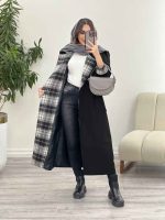 بارانی یقه چهارخونه پرچ دار کد 5717 - تصویر 3