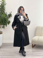 بارانی یقه چهارخونه پرچ دار کد 5717 - تصویر 5