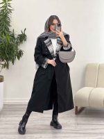 بارانی یقه چهارخونه پرچ دار کد 5717 - تصویر 2