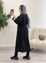 بارانی یقه چهارخونه پرچ دار کد 5717 - تصویر 6
