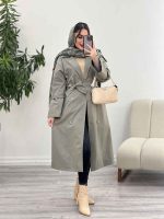 بارانی بلند هشت دکمه کد 5644 - تصویر 6