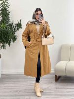 بارانی بلند هشت دکمه کد 5644 - تصویر 10