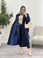 بارانی بلند هشت دکمه کد 5644 - تصویر 12
