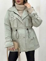 بارانی یقه پرچ کمرگت کد 5738 - تصویر 3