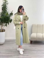 بارانی بلند دو جیب سرشانه پاگن کد 5752 - تصویر 10