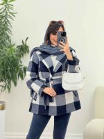 پالتو چهارخونه خاطره کد 5826 - تصویر 4