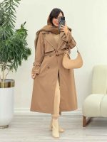 بارانی بلند چهاردکمه ترلان کد 5825 - تصویر 8