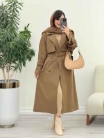بارانی بلند چهاردکمه ترلان کد 5825 - تصویر 3