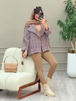 پالتو چهارخونه فروغ کد 5845 - تصویر 6