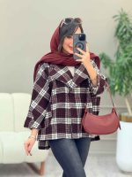 پالتو چهارخونه فروغ کد 5845 - تصویر 5