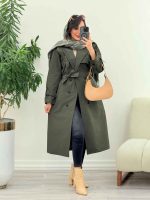 بارانی بلند ژیله پرچ دار ژونا کد 5847 - تصویر 12