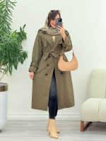 بارانی بلند ژیله پرچ دار ژونا کد 5847 - تصویر 15