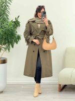 بارانی بلند ژیله پرچ دار ژونا کد 5847 - تصویر 21
