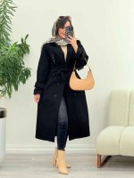 بارانی بلند ژیله پرچ دار ژونا کد 5847 - تصویر 9