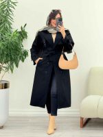 بارانی بلند ژیله پرچ دار ژونا کد 5847 - تصویر 6