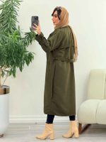 بارانی بلند ژیله پرچ دار ژونا کد 5847 - تصویر 22