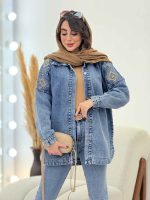 مانتو جین سرشانه گلدوزی کد 5860 - تصویر 2