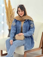 مانتو جین سرشانه گلدوزی کد 5860 - تصویر 10
