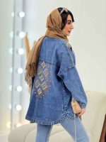 مانتو جین سرشانه گلدوزی کد 5860 - تصویر 3