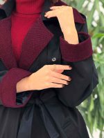 بارانی بلند یقه ترکیبی کد 5858 - تصویر 5
