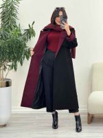 بارانی بلند یقه ترکیبی کد 5858 - تصویر 9
