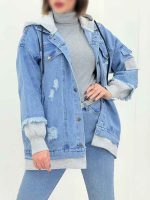 جین ترکیبی زاپ دار جیب نما کد 5878 - تصویر 7