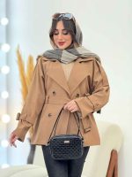 بارانی کتی چهاردکمه کمردار کد 5882 - تصویر 2