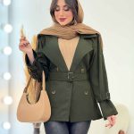 بارانی کتی چهاردکمه کمردار