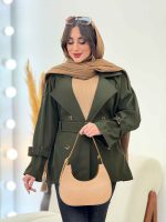 بارانی کتی چهاردکمه کمردار کد 5882 - تصویر 12