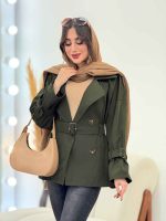 بارانی کتی چهاردکمه کمردار کد 5882 - تصویر 14