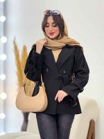 بارانی کتی چهاردکمه کمردار کد 5882 - تصویر 4