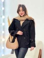 بارانی کتی چهاردکمه کمردار کد 5882 - تصویر 7