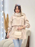 بارانی ژیله دکمه دار جیب پاکتی کد 5703 - تصویر 10