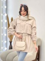 بارانی ژیله دکمه دار جیب پاکتی کد 5703