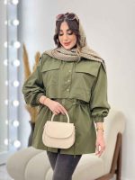 بارانی ژیله دکمه دار جیب پاکتی کد 5703 - تصویر 5