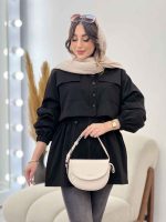 بارانی ژیله دکمه دار جیب پاکتی کد 5703 - تصویر 4