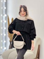 بارانی ژیله دکمه دار جیب پاکتی کد 5703 - تصویر 9